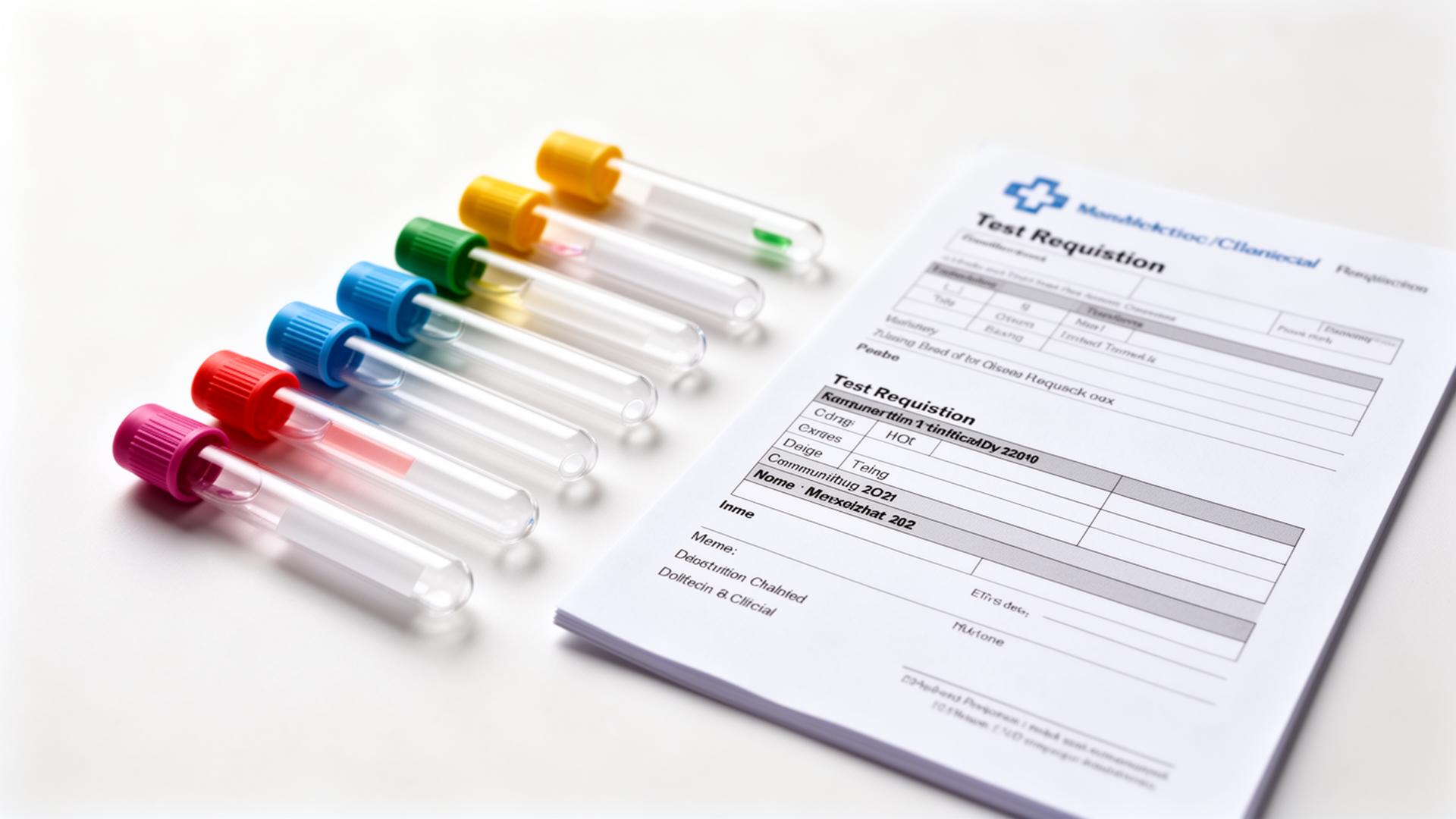 Lab test tubes and requisition form